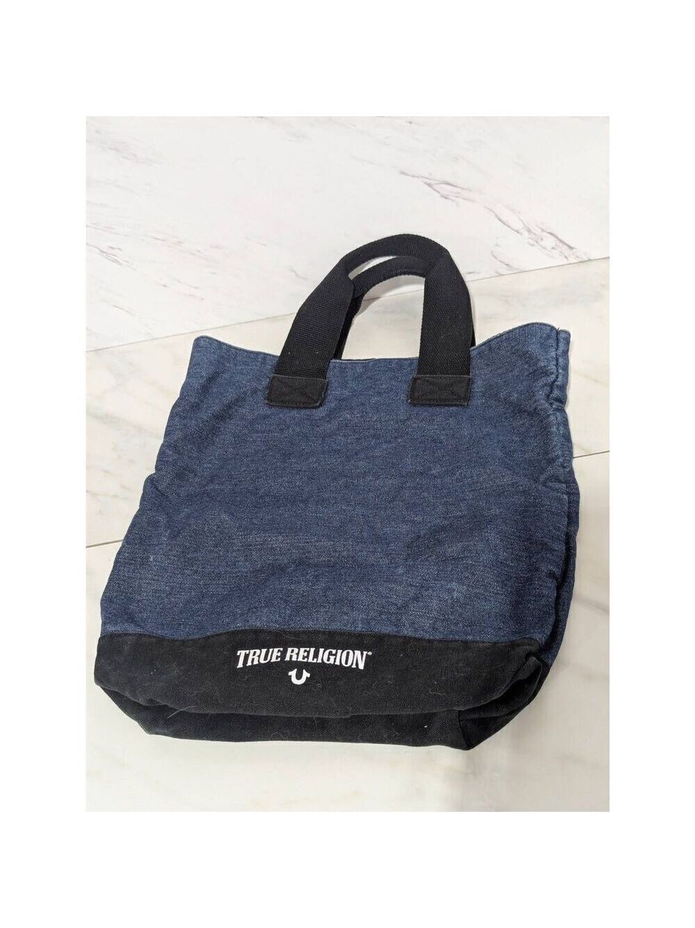 True Religion Blue Denim/Canvas Fully Lined Tote Bag